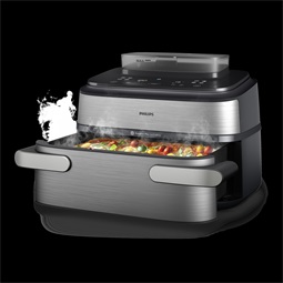 PHILIPS Airfryer 5000 NA565/02 gőzölős megakosaras forrólevegős sütő