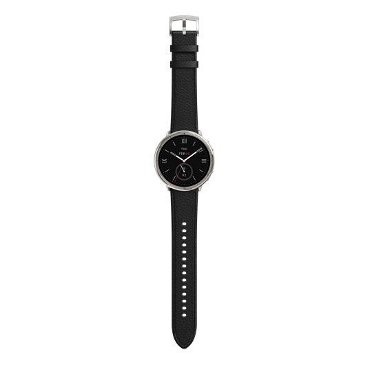 Amazfit Active 2 NFC (Round) Black Leather + Red Silicone strap