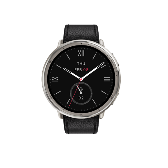Amazfit Active 2 NFC (Round) Black Leather + Red Silicone strap