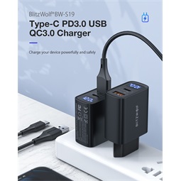 Blitzwolf BW-S19 hálózati töltő adapter 20W 2 portos USB PD töltő PD3.0 PPS QC3.0