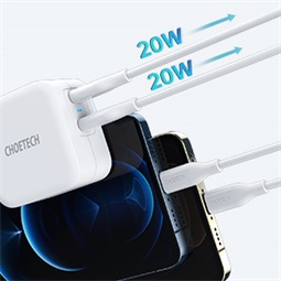 Choetech PD40W Dual USB-C EU wall Charger