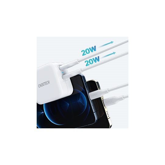 Choetech PD40W Dual USB-C EU wall Charger