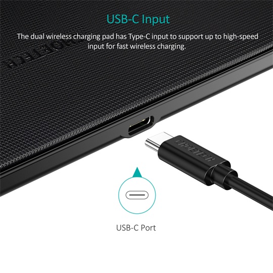 Choetech T535-S DUAL wireless fast charger, black