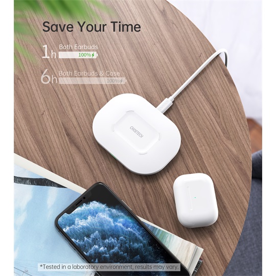 Choetech T550-F-V2 wireless fast charger 15W, white
