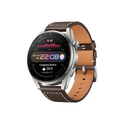 Huawei Watch 3 Pro, Titanium Grey, Brown Leather Strap