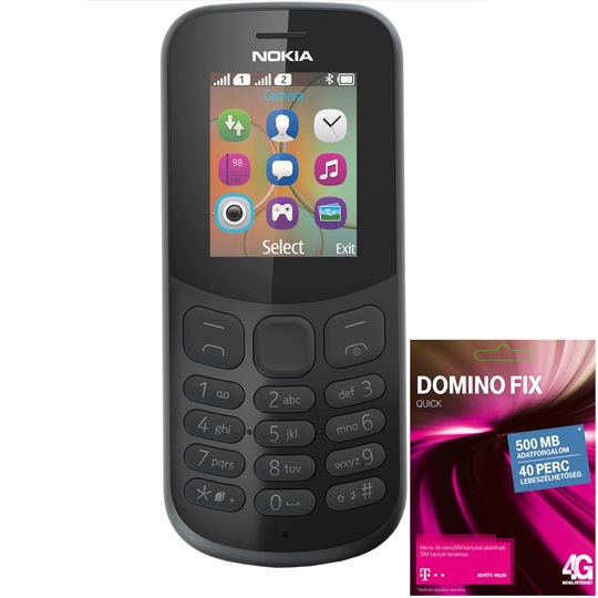 Nokia 130 DS (fekete) 2017 + DominoFix Quick