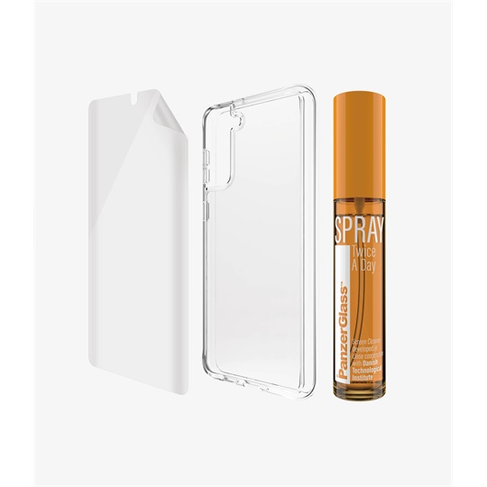 PanzerGlass Samsung Galaxy S21 Hygiene Pack (TPU, ClearCase, 30 ml Spray)