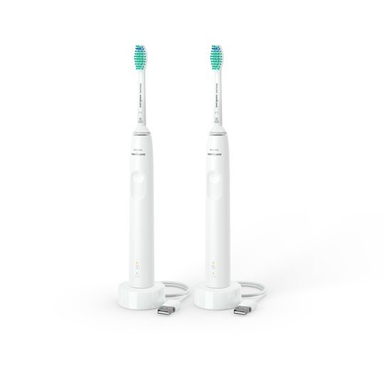 Sonicare S3100 HX3675/13 elektromos fogkefe, dupla csomag, fehér + fehér 