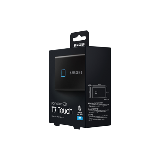 T7 Touch external Black , USB 3.2, 1TB