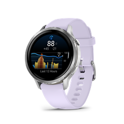 Venu 4 - 41 mm, ezüst, mályvaszínű szilikon szíjjal