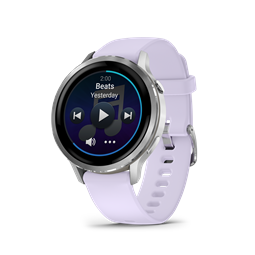 Venu 4 - 41 mm, ezüst, mályvaszínű szilikon szíjjal