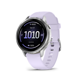 Venu 4 - 41 mm, ezüst, mályvaszínű szilikon szíjjal