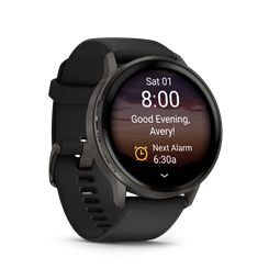 Venu 4 - 45 mm, sötétszürke, fekete szilikon szíjjal