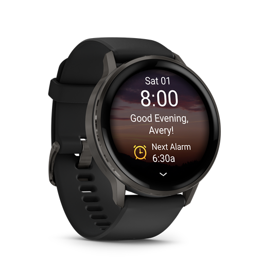 Venu 4 - 45 mm, sötétszürke, fekete szilikon szíjjal