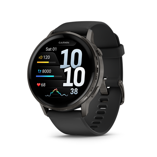 Venu 4 - 45 mm, sötétszürke, fekete szilikon szíjjal