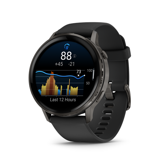 Venu 4 - 45 mm, sötétszürke, fekete szilikon szíjjal