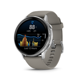 Venu 4 - 45 mm, ezüst, szürke szilikon szíjjal