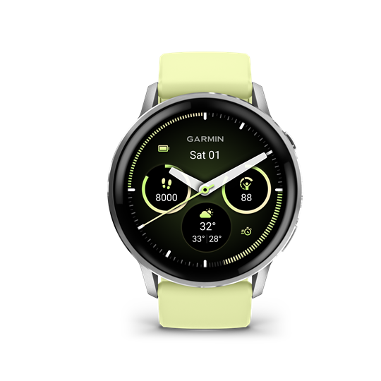 Venu 4 - 45 mm, ezüst, citromsárga szilikon szíjjal